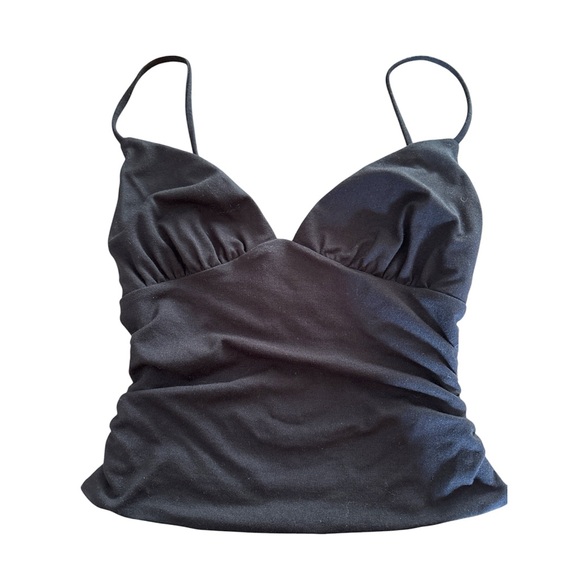 Oh Polly Elma Modal V-Neck Ruched Camisole Top Black Small - Picture 3 of 5
